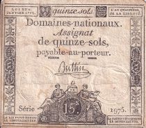 France 15 Sols - Liberty and Justice 1792 - VF - Sign. Buttin