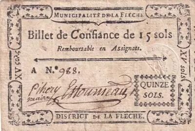 France 15 Sols - Sarthe - Municipalit� de la Fl�che - S�rie A - 1791
