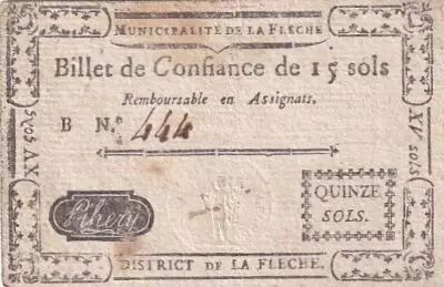 France 15 Sols - Sarthe - Municipalit� de la Fl�che - S�rie B - 1791