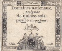 France 15 sols - Women, Liberty cap (24-10-1792) - Sign. Buttin - Serial 1016