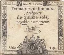 France 15 sols - Women, Liberty cap (24-10-1792) - Sign. Buttin - Serial 119