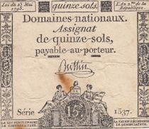France 15 Sols French Revolution (23-05-1793) - Sign. Buttin - Serial 39