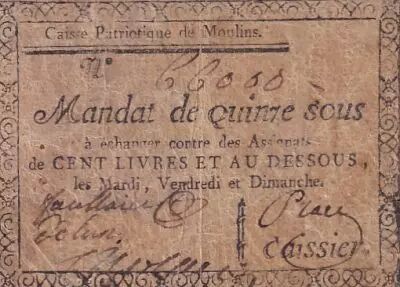 France 15 Sous - Allier - Moulins - 1791-1792
