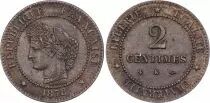 France 2 Centimes Ceres - Third Republic - 1877 K Bordeaux