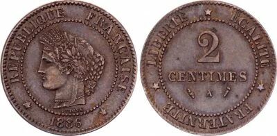 France 2 Centimes C�r�s - Third R�public - 1886 A