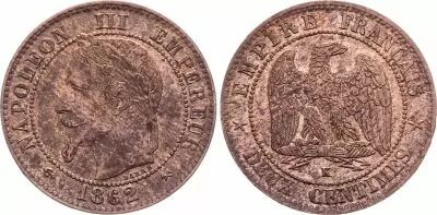 France 2 Centimes Napoleon III - Laureate Head - 1862 K Bordeaux