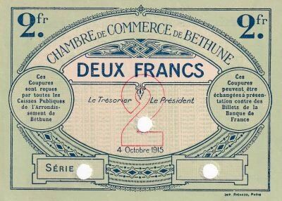 France 2 Franc - Chambre de Commerce de B�thune - 4 Octobre 1915 - Sp�cimen