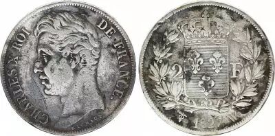 France 2 Franc Charles X - 1827 W Lille Argent
