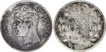 France 2 Franc Charles X - 1827 W Lille Silver