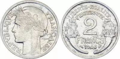 France 2 Francs  - French state - 1944