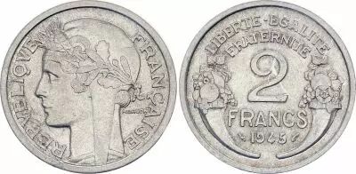 France 2 Francs  - French state - 1945