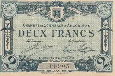 France 2 Francs - Angoul�me - Regional Coupon  - 15-02-1915 - Third Serial