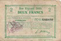 France 2 Francs - Bon R&eacute;gional Unifi&eacute; - Commune de Vermand
