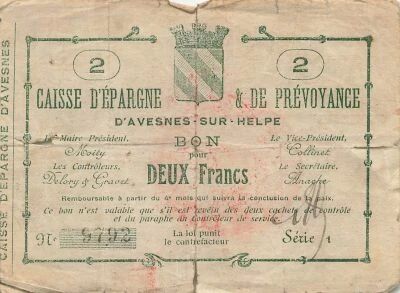 France 2 Francs - Caisse d\'�pargne d\'Avesnes-sur-Helpe - S�rie 1