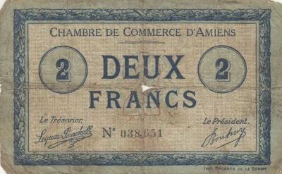 France 2 Francs - Chamber of Commerce - Amiens - 1915