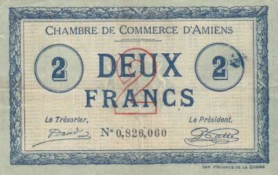 France 2 Francs - Chamber of Commerce - Amiens - 1915