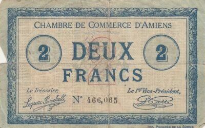 France 2 Francs - Chamber of Commerce - Amiens - 1915