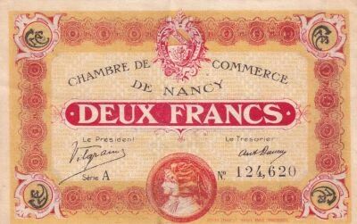 France 2 Francs - Chamber of Commerce - Nancy - 11-11-1918 - S�rie A