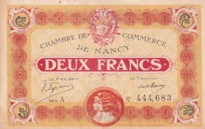 France 2 Francs - Chamber of Commerce - Nancy - 11-11-1918 - S�rie A