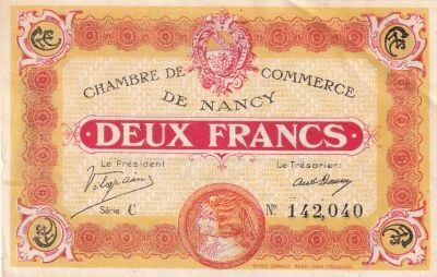 France 2 Francs - Chamber of Commerce - Nancy - 11-11-1918 - S�rie C
