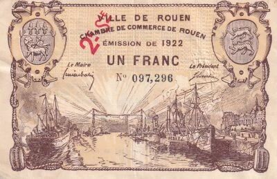 France 2 Francs - Chamber of Commerce - Rouen - 2nd serie - 1922