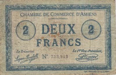 France 2 Francs - Chambre de Commerce - Amiens - 1915