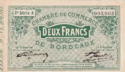 France 2 Francs - Chambre de Commerce - Bordeaux - 1914 - 2�me S�rie A