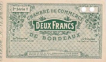 France 2 Francs - Chambre de Commerce - Bordeaux - 1914 - Cancel