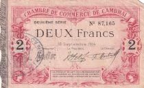 France 2 Francs - Chambre de Commerce - Cambrai  - 15-09-1914 - 2&egrave;me S&eacute;rie