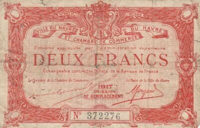 France 2 Francs - Chambre de Commerce - Le Havre - 1917