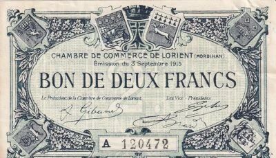 France 2 Francs - Chambre de commerce - Lorient - 1915 - S�rie A