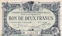 France 2 Francs - Chambre de commerce - Lorient - 1915 - Série A