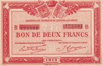 France 2 Francs - Chambre de Commerce - Quimper et Brest- 1915 - Série B