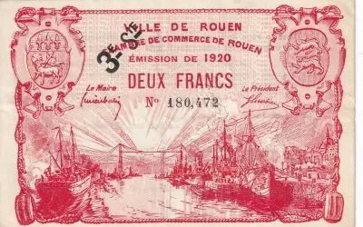 France 2 Francs - Chambre de commerce - Rouen - 1916 - Small Number