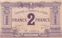 France 2 Francs - Chambre de Commerce d\'Agen - 05-11-1914 - N&deg;134,044
