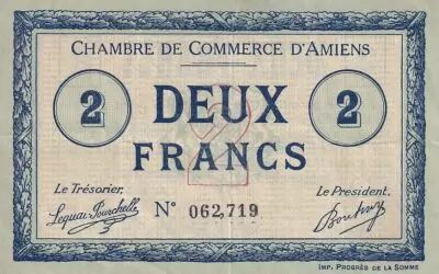 France 2 Francs - Chambre de Commerce d\'Amiens - 1914 - JP.007.31