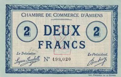 France 2 Francs - Chambre de Commerce d\'Amiens - 1914 - Serial S.1 - P.7-3