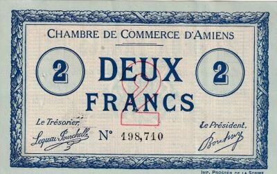 France 2 Francs - Chambre de Commerce d\'Amiens - 1915