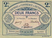 France 2 Francs - Chambre de Commerce de Béthune - 17-04-1916 - Série 291