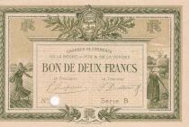 France 2 Francs - Chambre de Commerce de La Roche-sur-Yon et de la Vend&eacute;e - 1915 - S&eacute;rie B