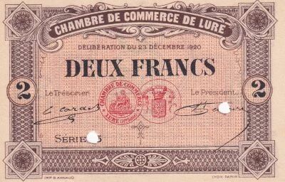 France 2 Francs - Chambre de Commerce de Lure - 23-12-1920 - S�rie ?5 - Sp�cimen
