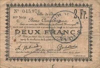 France 2 Francs - City of Douai - 21-09-1914 - Serial C