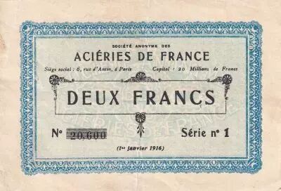 France 2 Francs - Compagnie de B�thune - 01-01-1916 - S�rie 1
