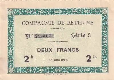 France 2 Francs - Compagnie de B�thune - 01-03-1916 - S�rie 3