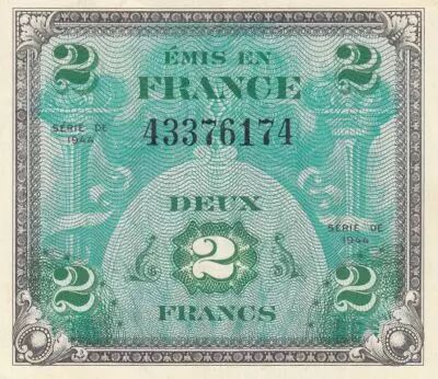 France 2 Francs - Flag - Serial of 1944