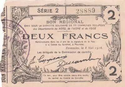 France 2 Francs - Fourmies - Regional Coupon  - 08-05-1916 - Serial 2