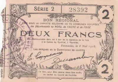 France 2 Francs - Fourmies - Regional Coupon  - 08-05-1916 - Serial 2