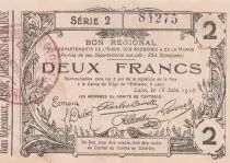 France 2 Francs - Laon - Regional Coupon - 16-06-1916 - Serial 2