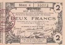 France 2 Francs - Laon - Regional Coupon - 16-06-1916 - Serial 4