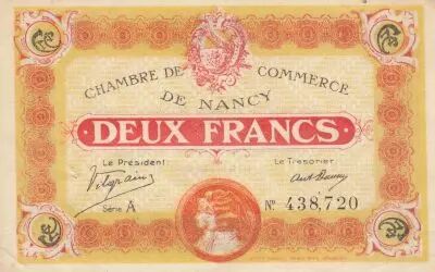 France 2 Francs - Nancy - Chamber of Commerce - 11-11-1918 - Serial A